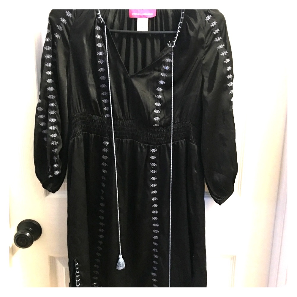 Silk black boho tunic